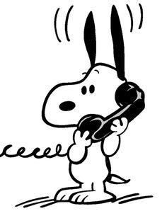 Snoopy on phone.Ears straight up