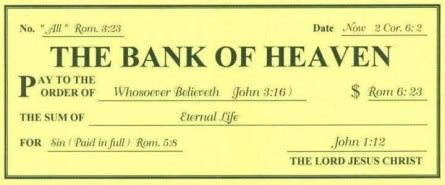 A Bank Of Heaven Cheque jOHN 3 V 16
