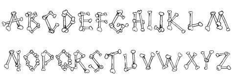 white alphabet made with bones