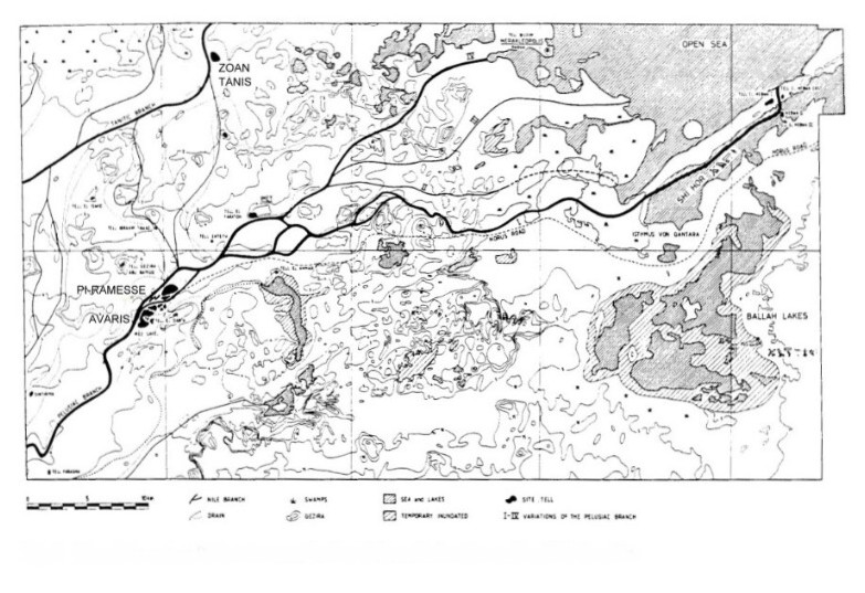 Geographical Map of the Land of Rameses or Goshen around Avaris and Pi-Ramesse